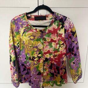 ELIE TAHARI Multicolor Floral Blouse